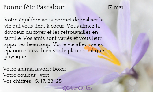Carte bonne fête Pascaloun