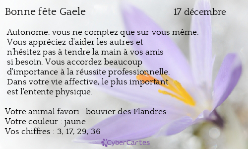 Carte bonne f&ecirc;te Gaele