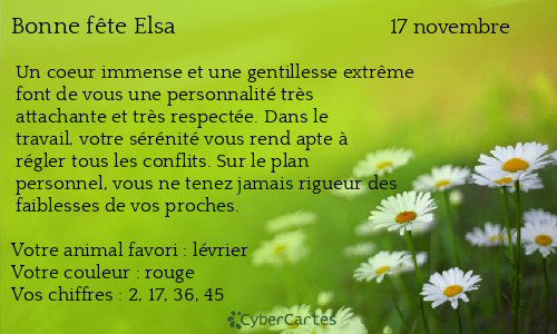 Carte bonne fête Elsa