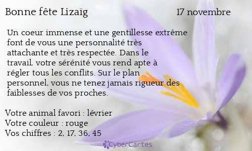 Carte bonne fête Lizaïg