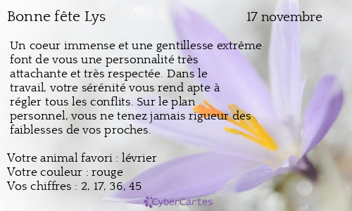Carte bonne fête Lys