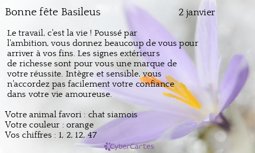 Carte bonne fête Basileus