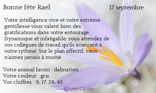 Carte bonne fête Rael