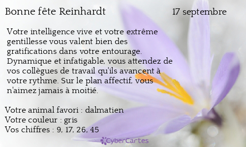 Carte bonne fête Reinhardt