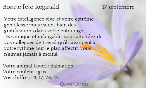 Carte bonne fête Réginald
