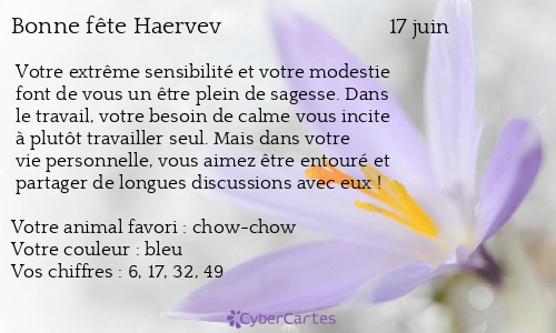 Carte bonne fête Haervev