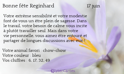 Carte bonne fête Reginhard