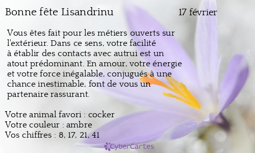 Carte bonne fête Lisandrinu