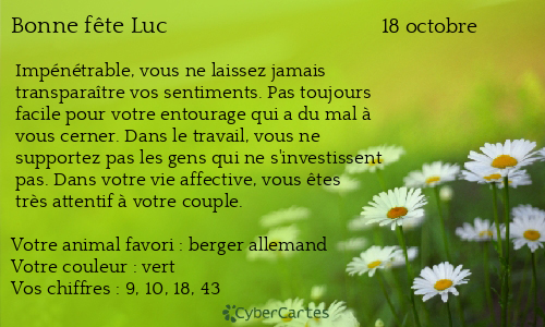 Carte bonne fête Luc