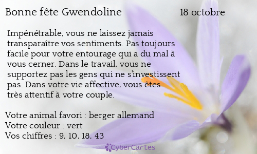Carte bonne fête Gwendoline
