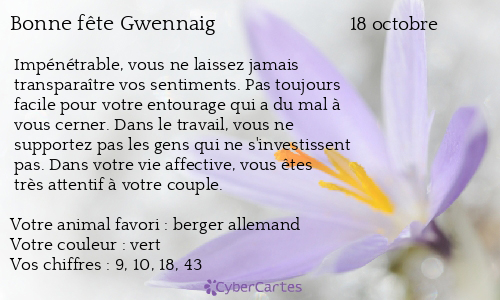 Carte bonne f&ecirc;te Gwennaig