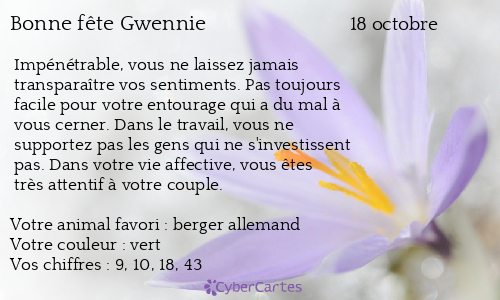 Carte bonne fête Gwennie