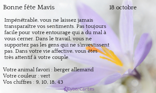 Carte bonne fête Mavis