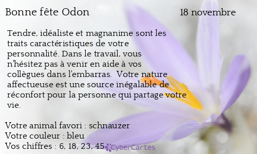 Carte bonne fête Odon