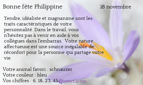 Carte bonne fête Philippine