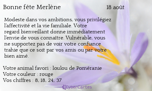 Carte bonne fête Merlène