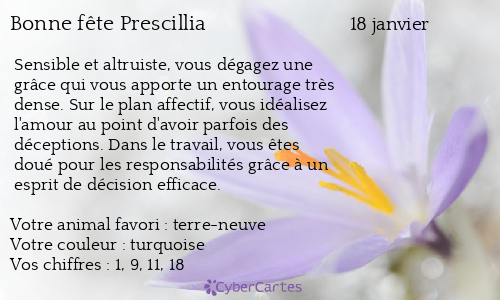 Carte bonne fête Prescillia
