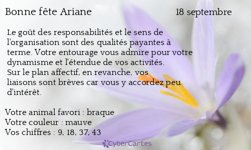 Carte bonne fête Ariane