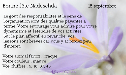 Carte bonne fête Nadeschda