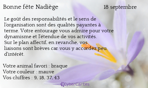 Carte bonne fête Nadiège