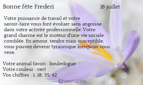 Carte bonne f&ecirc;te Frederi