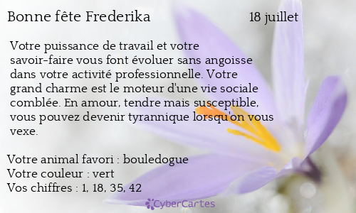 Carte bonne f&ecirc;te Frederika