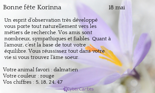 Carte bonne fête Korinna