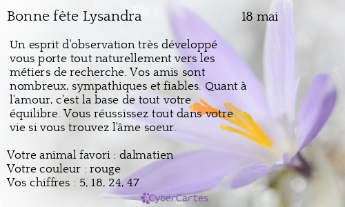 Carte bonne fête Lysandra