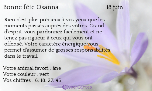 Carte bonne f&ecirc;te Osanna