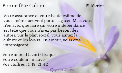 Carte bonne fête Gabien