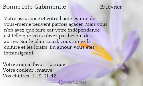 Carte bonne fête Gabinienne