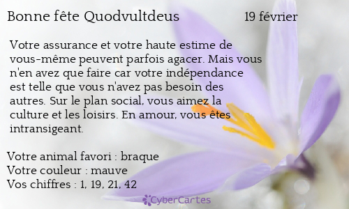 Carte bonne fête Quodvultdeus