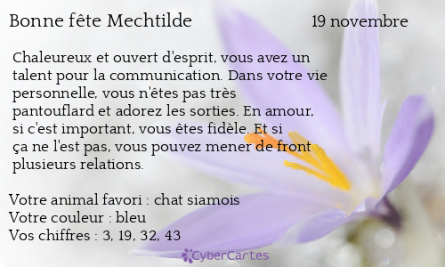 Carte bonne fête Mechtilde