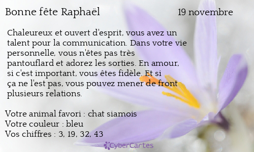 Carte bonne fête Raphaël