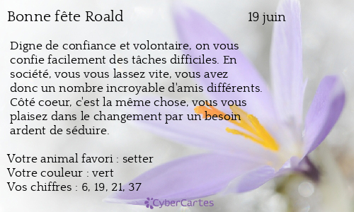 Carte bonne fête Roald