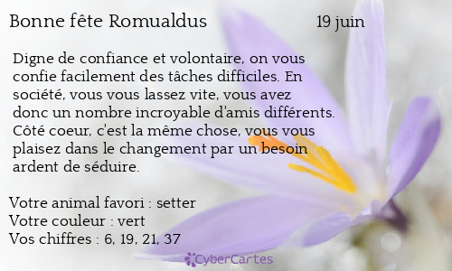 Carte bonne fête Romualdus
