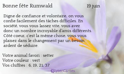 Carte bonne fête Rumwald