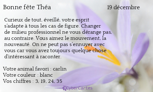 Carte bonne fête Théa