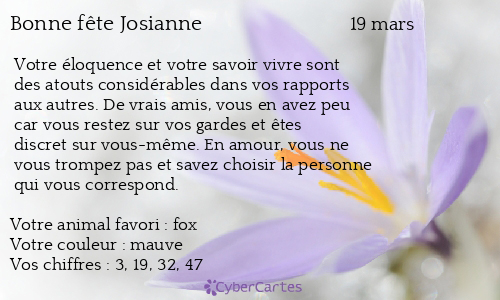 Carte bonne fête Josianne