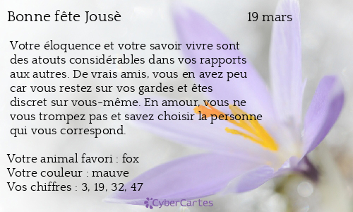 Carte bonne fête Jousè