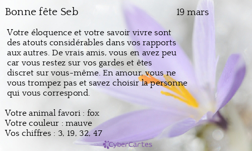 Carte bonne fête Seb