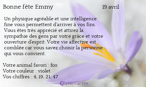 Carte bonne fête Emmy