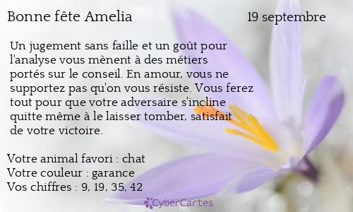 Carte bonne f&ecirc;te Amelia