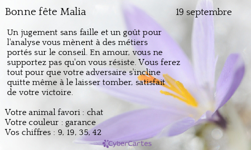 Carte bonne fête Malia