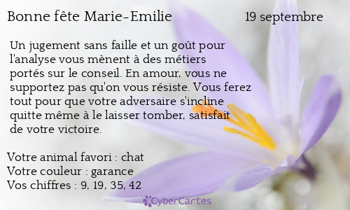 Carte bonne fête Marie-Emilie