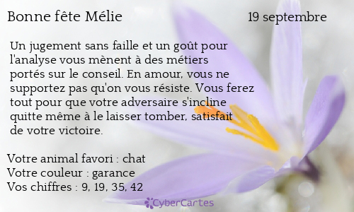 Carte bonne fête Mélie