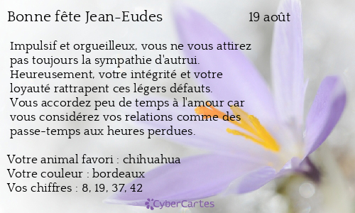 Carte bonne fête Jean-Eudes