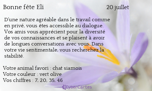 Carte bonne f&ecirc;te Eli