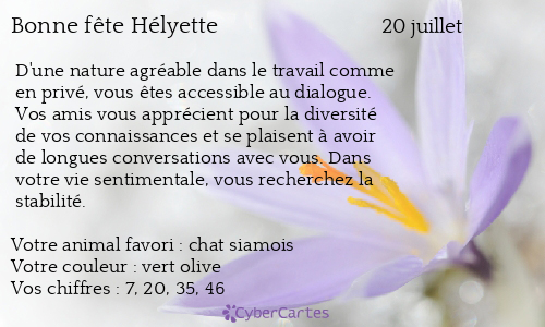 Carte bonne fête Hélyette