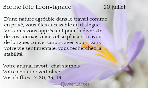 Carte bonne fête Léon-Ignace
